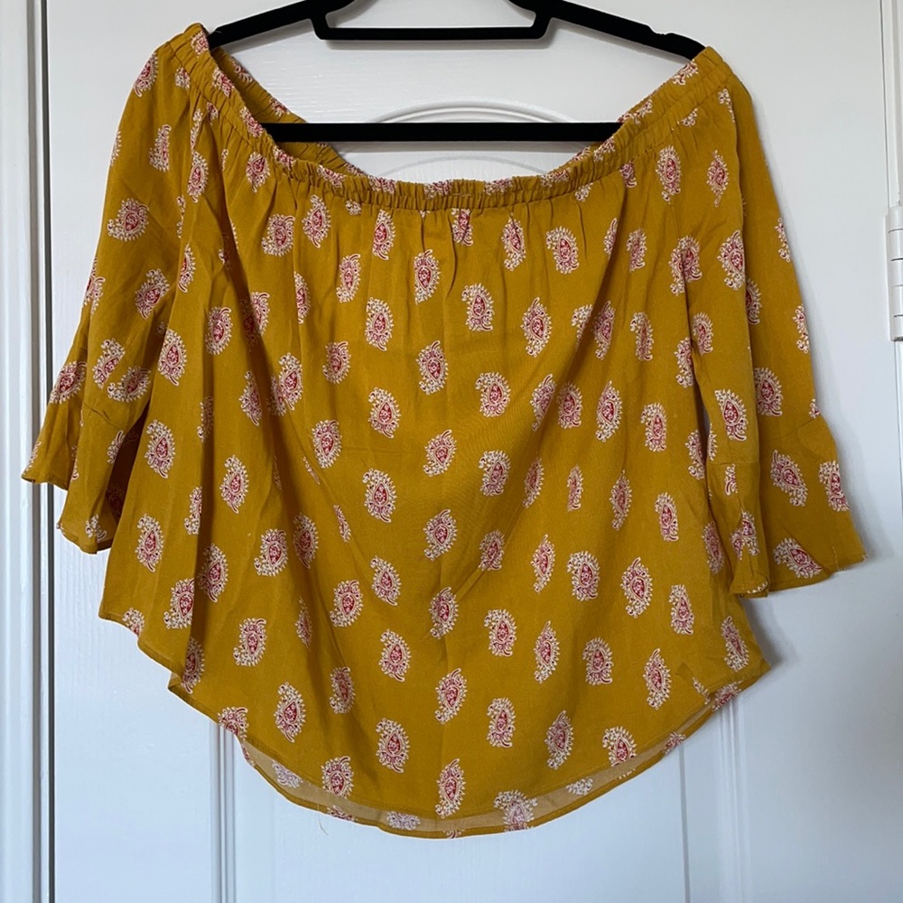 Mustard Yellow Off the Shoulder Blouse